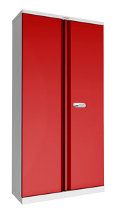 Phoenix SCL Series 2 Door 4 Shelf Steel Storage Cupboard Grey Body Red Doors with Electronic Lock SCL1891GRE DD